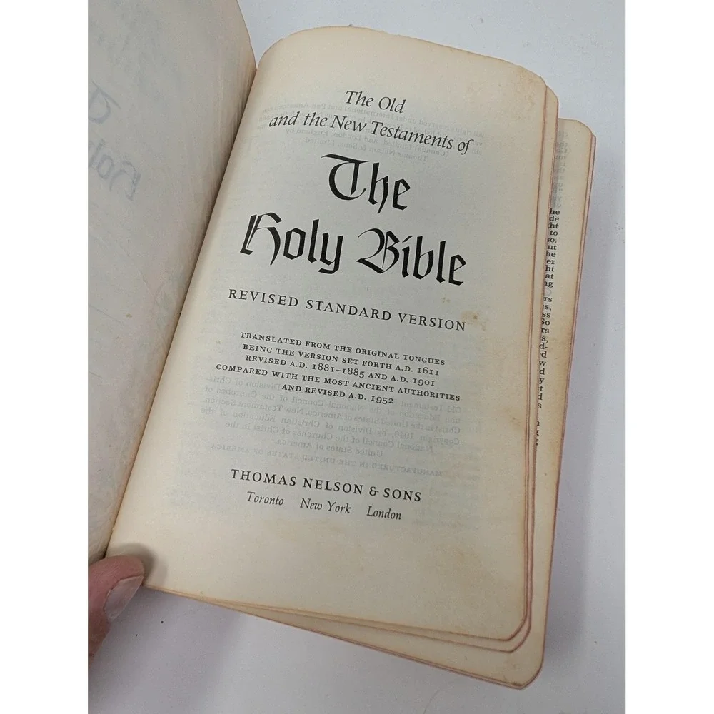 Vintage 1952 Holy Bible Revised Standard Version With Helps Black Leather Nelson